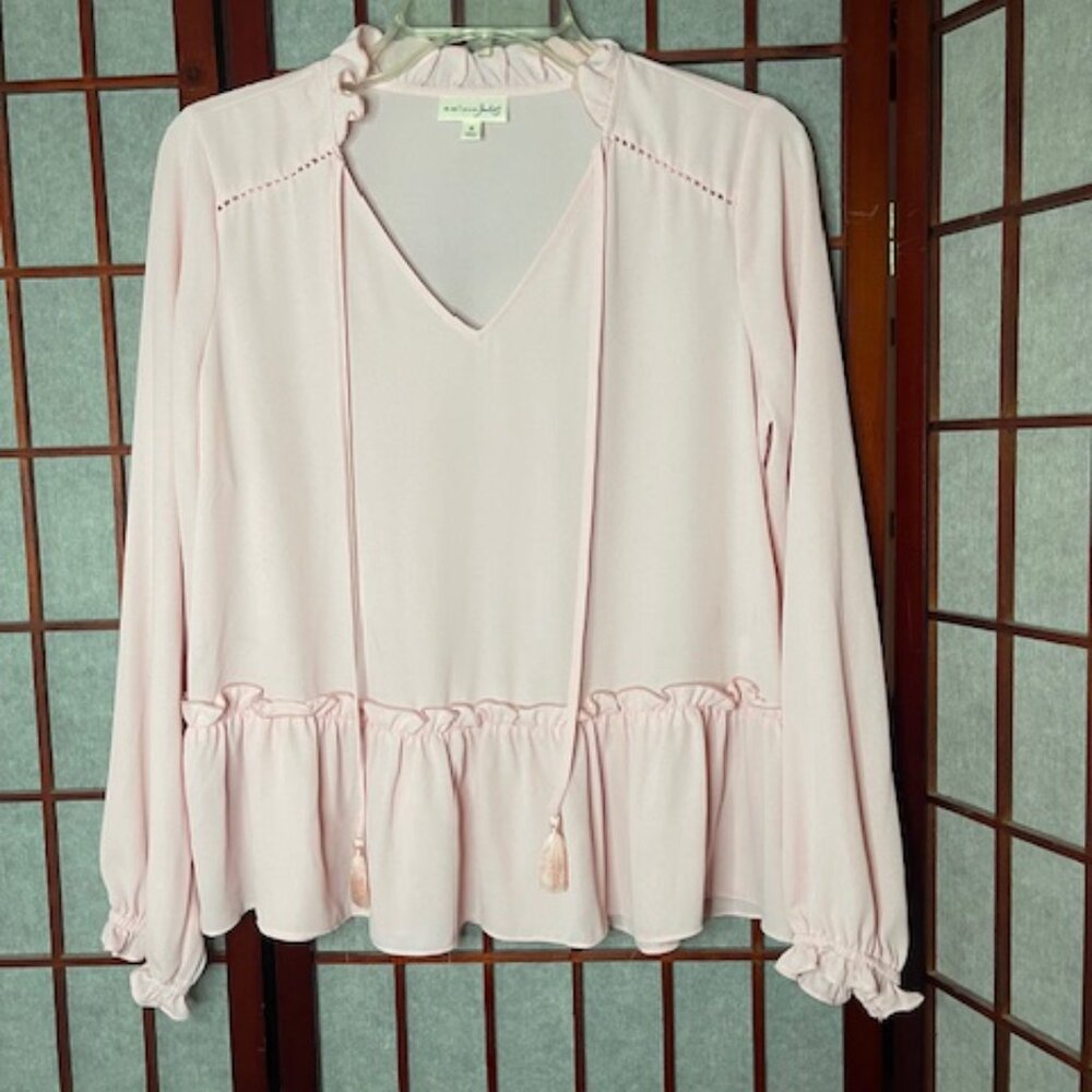 Pink Peplum Blouse Small